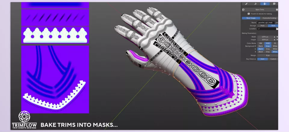 Trimflow - Effortlessly add repeating patterns like ornaments or stitches to objects in a non-destructive way.