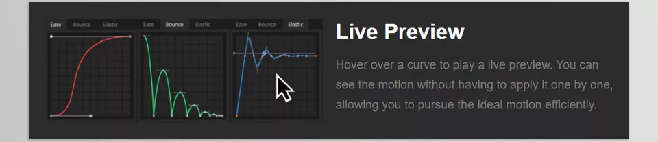 Motion Manager for Cinema 4D - Hover over a curve to play a live preview