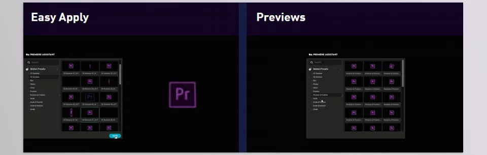 Motion Presets for Premiere Pro - Apply in just one click And See all animation previews at once.