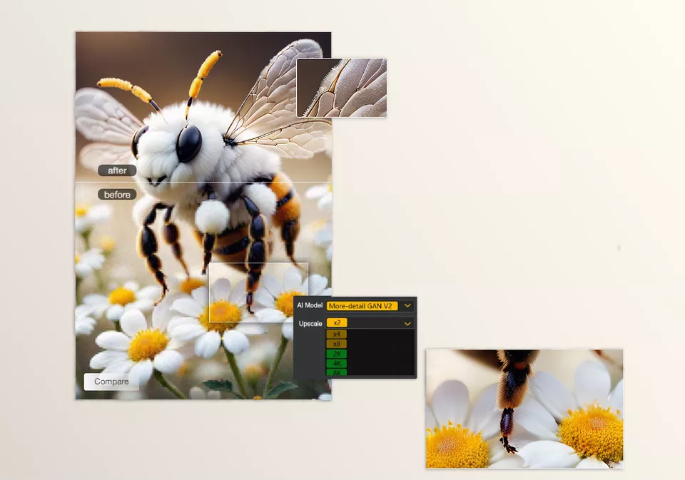 Aiarty Image Enhancer - Generate more details. Deliver more clarity and sharpness. Better perceptual quality.