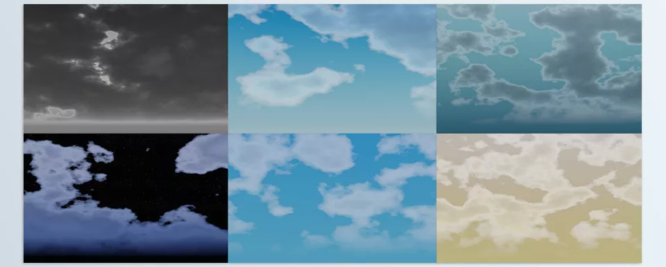 Sky Environment Shader - You can get a range of sky surfaces, star effects, and transitions in weather moods.