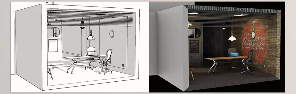 Kit Ops Parallax - create virtual rooms using only one plane which can be viewed from different angles in real-time as if in real 3D.