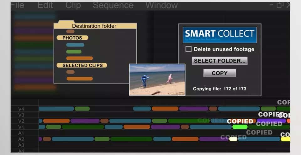 Smart Collect for Premiere Pro - With a single click, you can automatically gather and relink all the assets utilized in the chosen timeline, including any associated nested timelines.