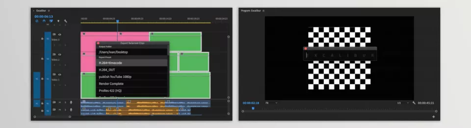 Excalibur For Premiere Pro - Export Selected Clips and Fill Frame.