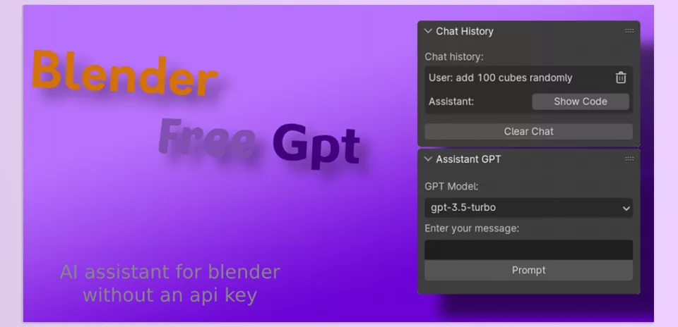 Blender Free Gpt - Easily control blender using chat GPT.