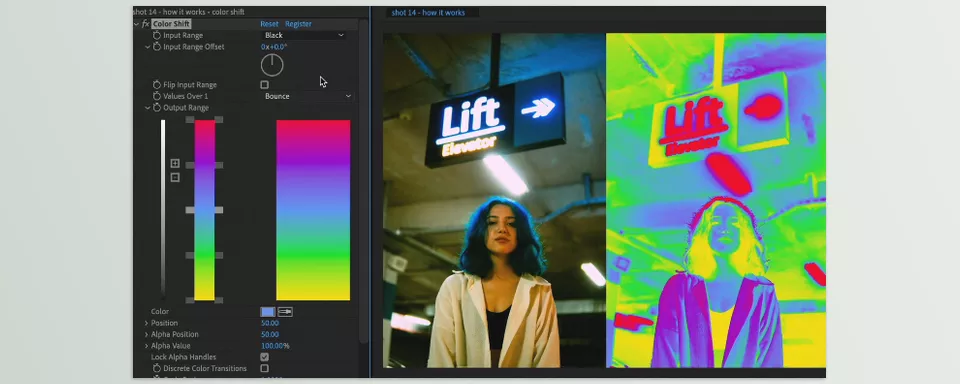 Color Shift - Give your videos some new colors. Remap hue, intensity, and more to a color gradient to create a whole new color palette.