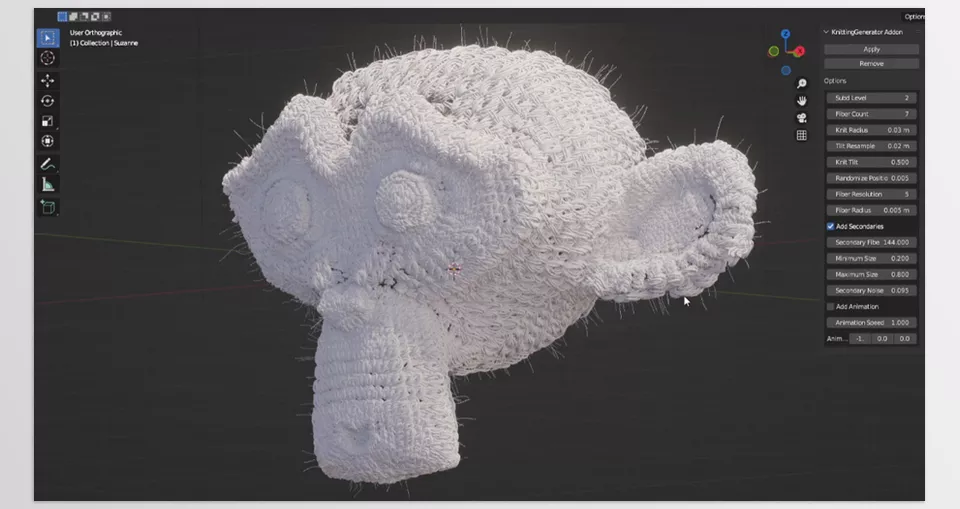 Knitting Generator Addon - Apply the effect directly to your model.