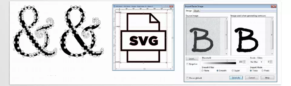 FontCreator Pro - Optimize Contours, Import Vector Images, Import Raster (bitmap) Images.