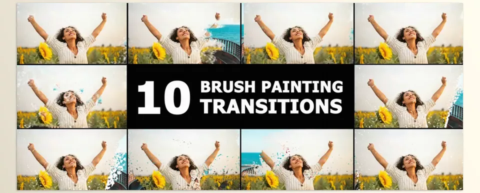 Brush Painting Transitions Premiere Pro MOGRT - A perfect way to add some action to your family day, pool party, presentations, and more.