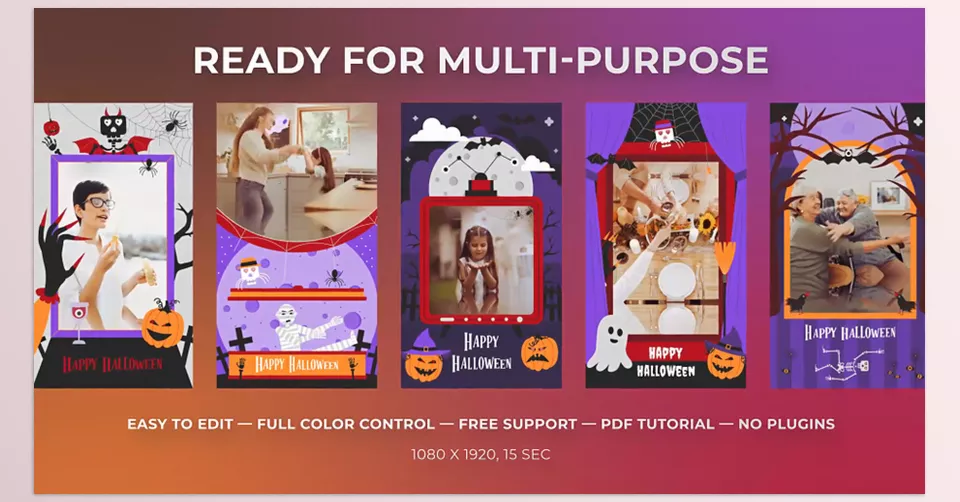 Halloween Party Instagram Vertical Stories MOGRT Premiere Pro - Create spooky and engaging content with eye-catching animations and eerie transitions for your Halloween promotions.