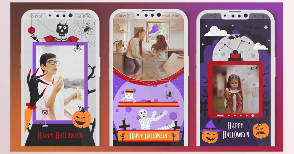 Halloween Party Instagram Vertical Stories MOGRT Premiere Pro - Customize your stories with festive elements and smooth effects to make your Instagram posts stand out this season.