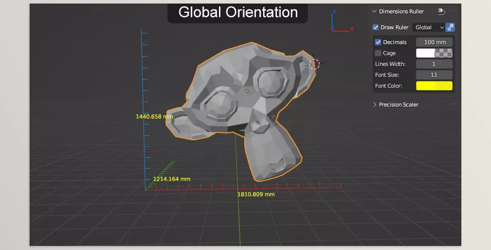 Dimensions Ruler plus Precision Scaler - Easily measure and draw interactive lines in 3D space for precise modeling.