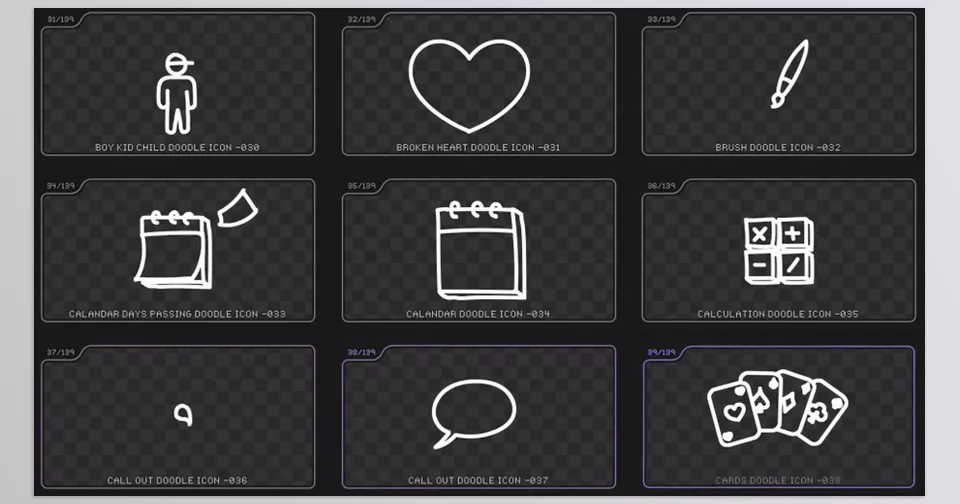 139 Animated Doodle MOGRT Pack - Add a playful touch to your videos with seamless, looping doodle animations.