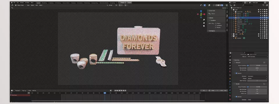 Fake Diamonds Shader For Cycles And Eevee - This product is a collection of 4 diamond shader node groups to let you quickly and easily make a lot of diamonds.