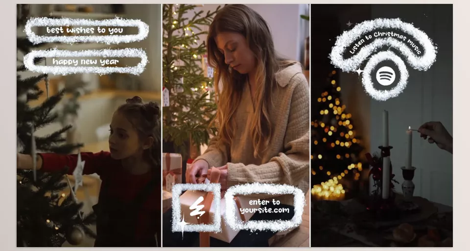 Stop Motion Snow Social Media Lower Thirds FCPX - Add a festive touch to your videos with animated lower thirds, complete with snowflakes and holiday-themed elements.