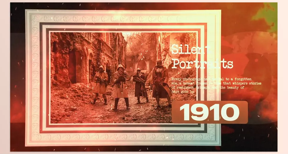 Videohive - Framed in History Slideshow - Transform your visuals with elegant vintage aesthetics and timeless sepia tones.