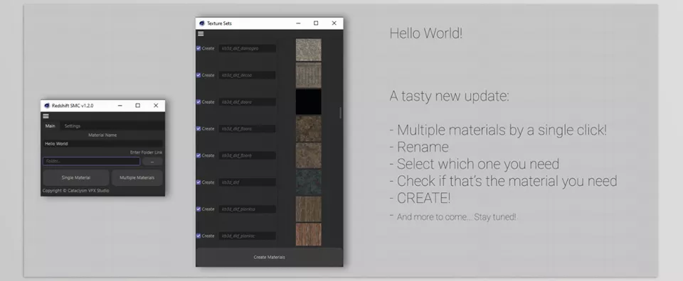 Cinema 4D Redshift Multiple Material Creation SMC - Multiple materials with a single click!