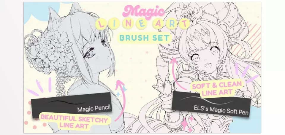 Magic Assets Bundle For Clip Studio Paint - Beautiful Sketchy Line Art