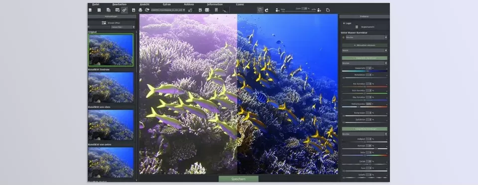 DIVE #1 professional - Optimally edit underwater photos and eliminate color casts