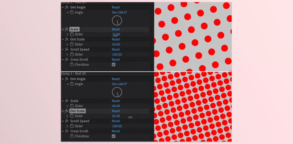 Polka Dots Maker - Dot Angle affects the rotation of the entire polka dot pattern.