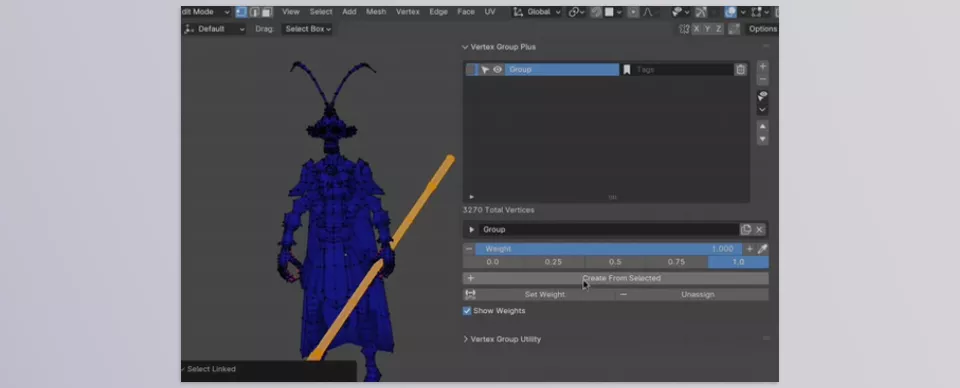 Vertex Group Plus - Create Vertex Group from Selected Vertices