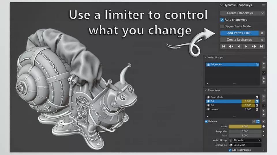 Dynamic Shapekeys - Use a limiter to control what you change.