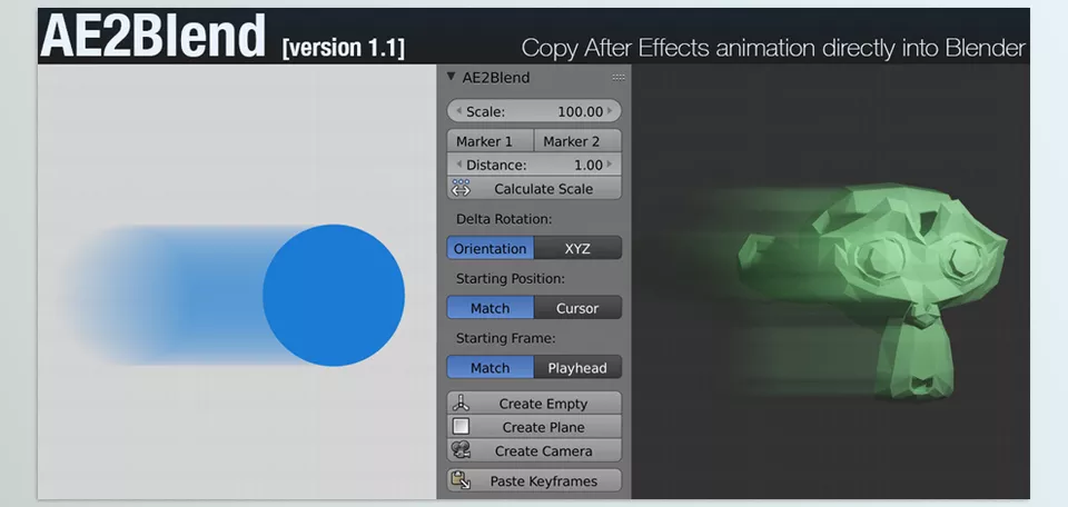 Ae2Blend - Copy After Effects animation directly into Blender
