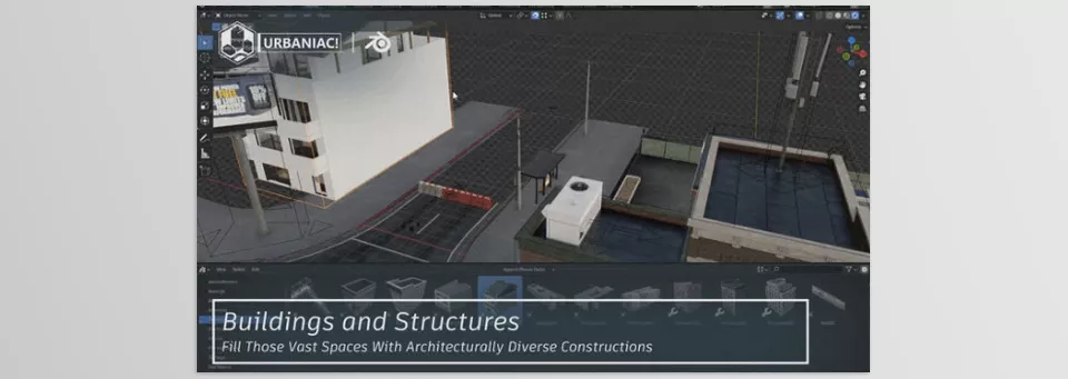 Urbaniac City Asset Pack PRO - A variety of buildings and structures to enhance your scenes, filling expansive areas with architecturally diverse designs that boast an abundance of intricate details.