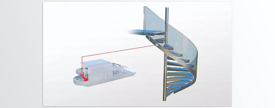 AutoCAD Architecture - Stairs model designed with the Architecture toolset.