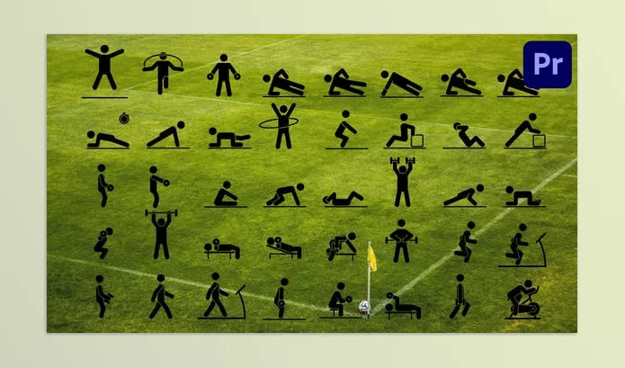 Videohive – 40 Animated Fitness Pictograms Premiere Pro MOGRT Download 46757700