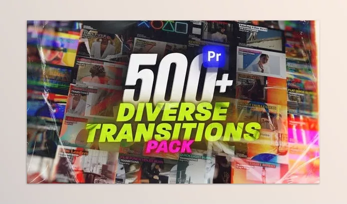 Videohive – Diverse Transitions Pack for Premiere Pro Download 54029369 (Glitch, Film, Light, Seamless, Collage, Paper)