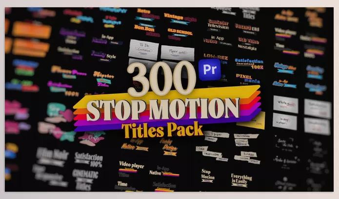 Videohive – Stop Motion Text Overlays Pack for Premiere Pro Download 54252638 (Pop Up, Cartoon, Paper, Wedding, Brush)