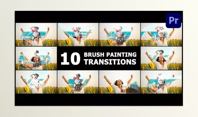 Videohive – Brush Painting Transitions Premiere Pro MOGRT Download 54180254