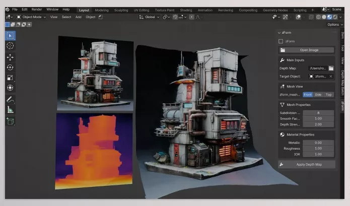 Blender – Zform Download v1.0.4 (Convert Depth Maps And Images To 3D Mesh)