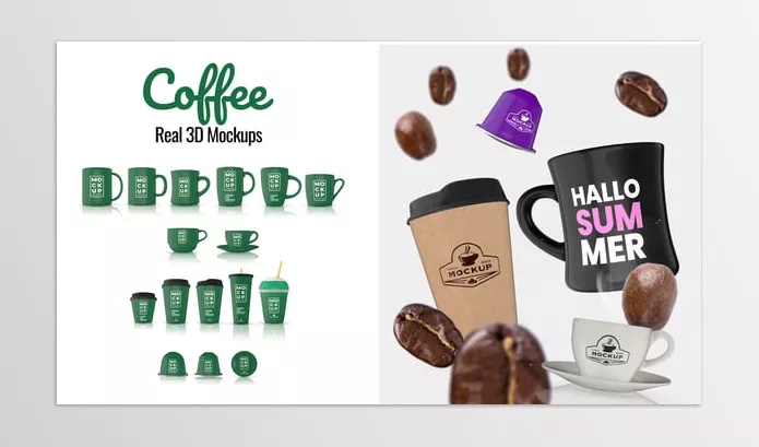 Videohive – Coffee Cup Real 3D Mockups Download 45571616