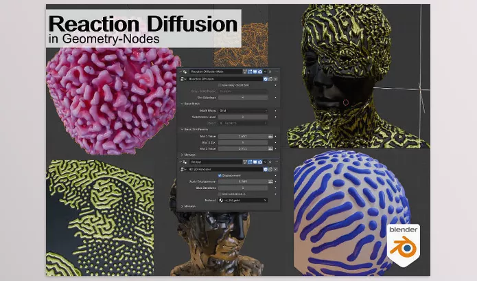 Gumroad – Reaction Diffusion Download (Blender Geometry-Nodes)