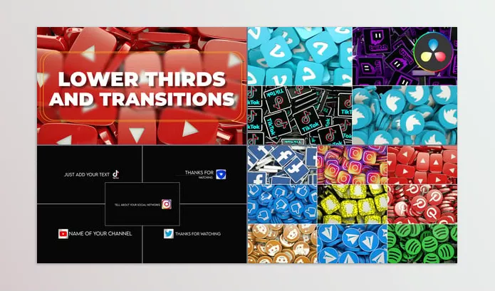 Videohive – Social Media Lower Thirds And Transitions for Davinci Resolve Download 55804318