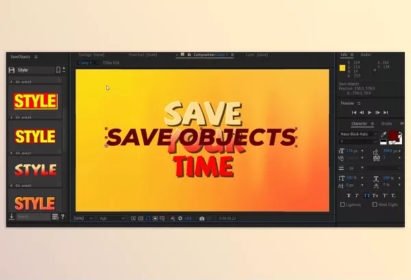 Aescripts – Save Objects Download v2.2.1 (Win, Mac)