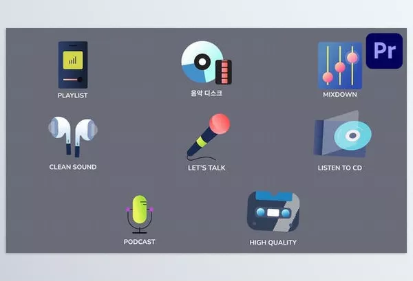 Videohive – Music And Podcast Icons And Titles for Premiere Pro Download 53688664