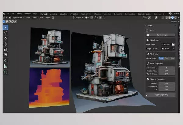 Blender – Zform Download v1.0.4 (Convert Depth Maps And Images To 3D Mesh)