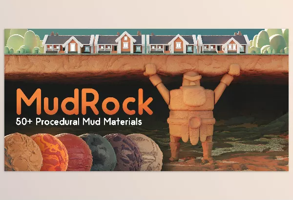 Blender – Mudrock Download v2.0 (50+ Procedural Mud Materials)