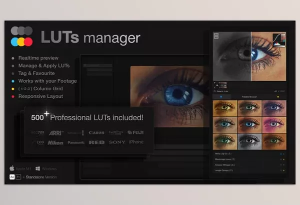 Videohive – LUTs Manager Real-Time Bulk Previews Tool Download 55741724 (500 LUTs for Effortless Professional Color Grading)