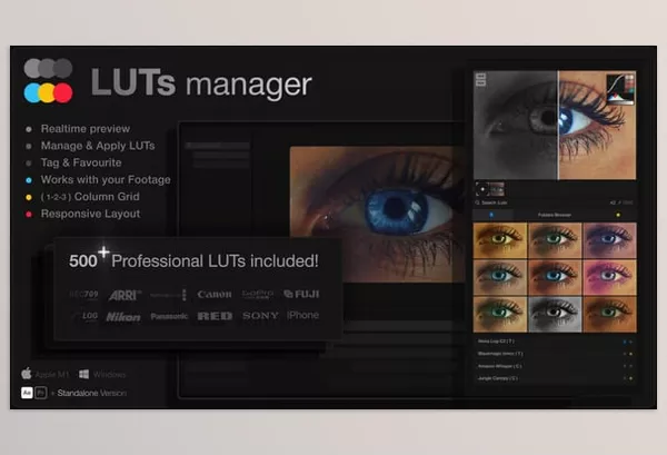 Videohive – LUTs Manager Preview LUTs In Real-time Tool and 500 Professional LUTs Download 55855580