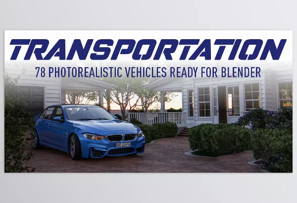 BlenderMarket – Transportation Download v3 (Car and Vehicle Rigged Library Addon)